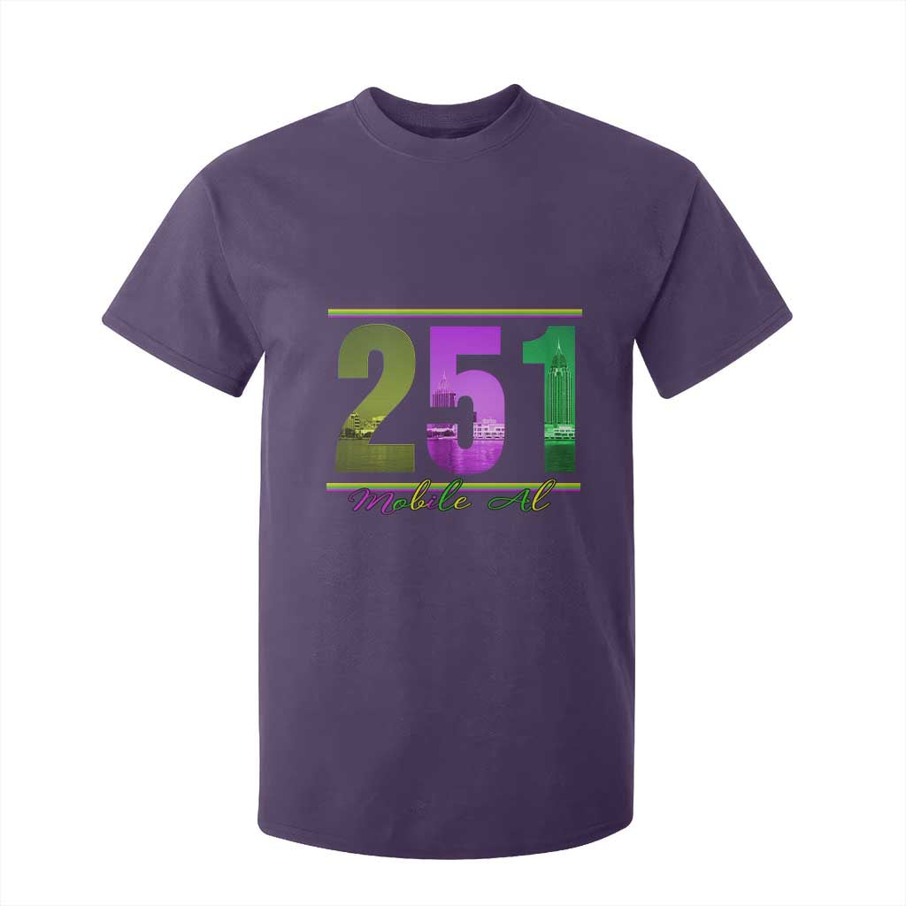 Funny Mardi Gras In Mobile Alabama 251 T Shirt For Kid Skyline Area Code TS11 Purple Print Your Wear