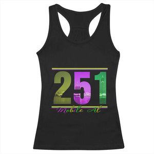 Funny Mardi Gras In Mobile Alabama 251 Racerback Tank Top Skyline Area Code TS11 Black Print Your Wear