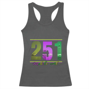 Funny Mardi Gras In Mobile Alabama 251 Racerback Tank Top Skyline Area Code TS11 Dark Heather Print Your Wear
