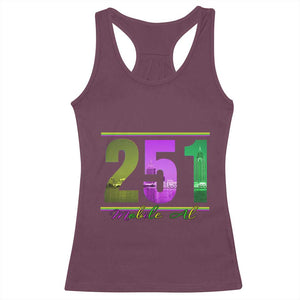 Funny Mardi Gras In Mobile Alabama 251 Racerback Tank Top Skyline Area Code TS11 Maroon Print Your Wear