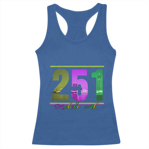 Funny Mardi Gras In Mobile Alabama 251 Racerback Tank Top Skyline Area Code TS11 Royal Blue Print Your Wear