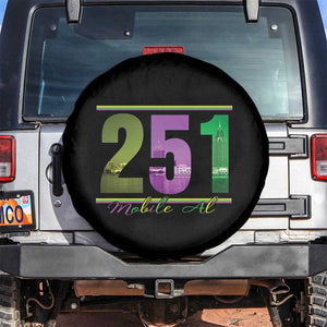 Funny Mardi Gras In Mobile Alabama 251 Spare Tire Cover Skyline Area Code TS11 No hole Black Print Your Wear