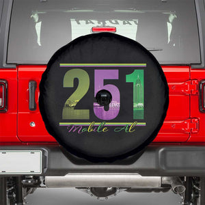 Funny Mardi Gras In Mobile Alabama 251 Spare Tire Cover Skyline Area Code TS11 Black Print Your Wear