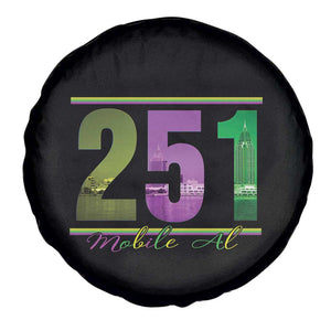 Funny Mardi Gras In Mobile Alabama 251 Spare Tire Cover Skyline Area Code TS11 Print Your Wear