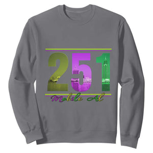 Funny Mardi Gras In Mobile Alabama 251 Sweatshirt Skyline Area Code TS11 Charcoal Print Your Wear