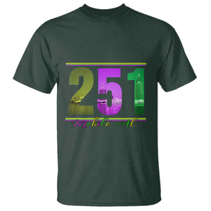 Funny Mardi Gras In Mobile Alabama 251 T Shirt Skyline Area Code TS11 Dark Forest Green Print Your Wear