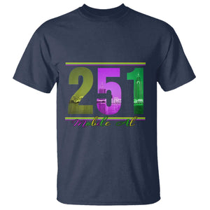 Funny Mardi Gras In Mobile Alabama 251 T Shirt Skyline Area Code TS11 Navy Print Your Wear