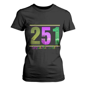 Funny Mardi Gras In Mobile Alabama 251 T Shirt For Women Skyline Area Code TS11 Black Print Your Wear