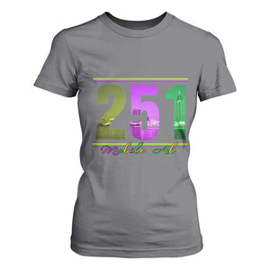 Funny Mardi Gras In Mobile Alabama 251 T Shirt For Women Skyline Area Code TS11 Charcoal Print Your Wear