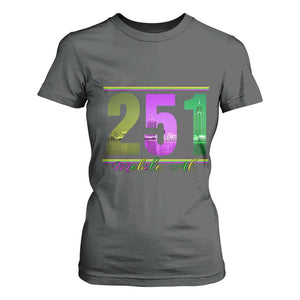 Funny Mardi Gras In Mobile Alabama 251 T Shirt For Women Skyline Area Code TS11 Dark Heather Print Your Wear