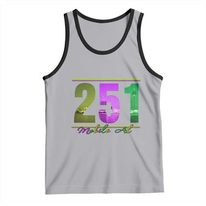 Funny Mardi Gras In Mobile Alabama 251 Tank Top Skyline Area Code TS11 Athletic Heather Black Print Your Wear