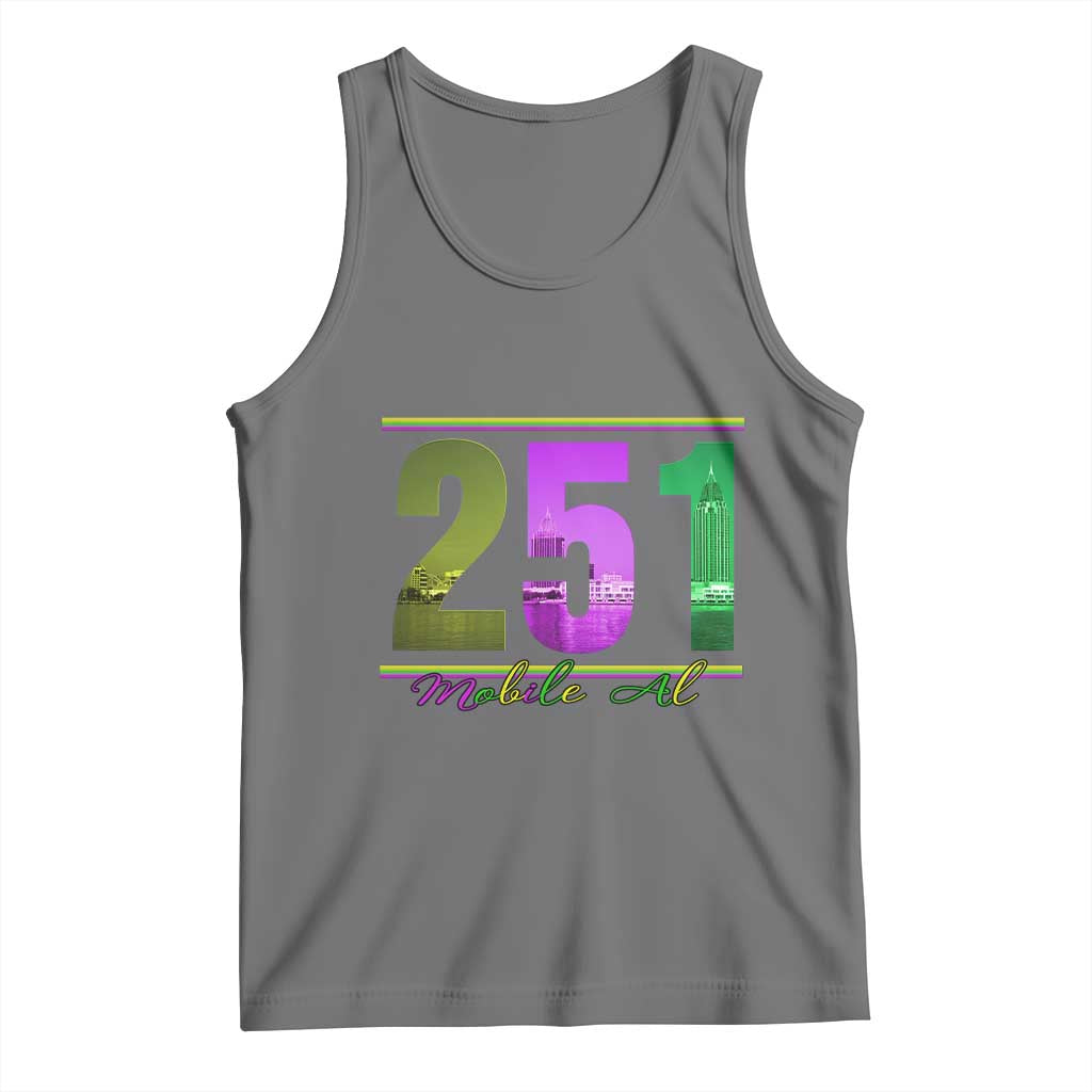 Funny Mardi Gras In Mobile Alabama 251 Tank Top Skyline Area Code TS11 Black Heather Print Your Wear