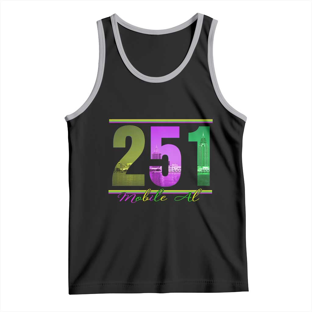Funny Mardi Gras In Mobile Alabama 251 Tank Top Skyline Area Code TS11 Black Athletic Heather Print Your Wear