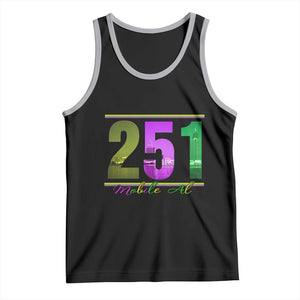 Funny Mardi Gras In Mobile Alabama 251 Tank Top Skyline Area Code TS11 Black Athletic Heather Print Your Wear