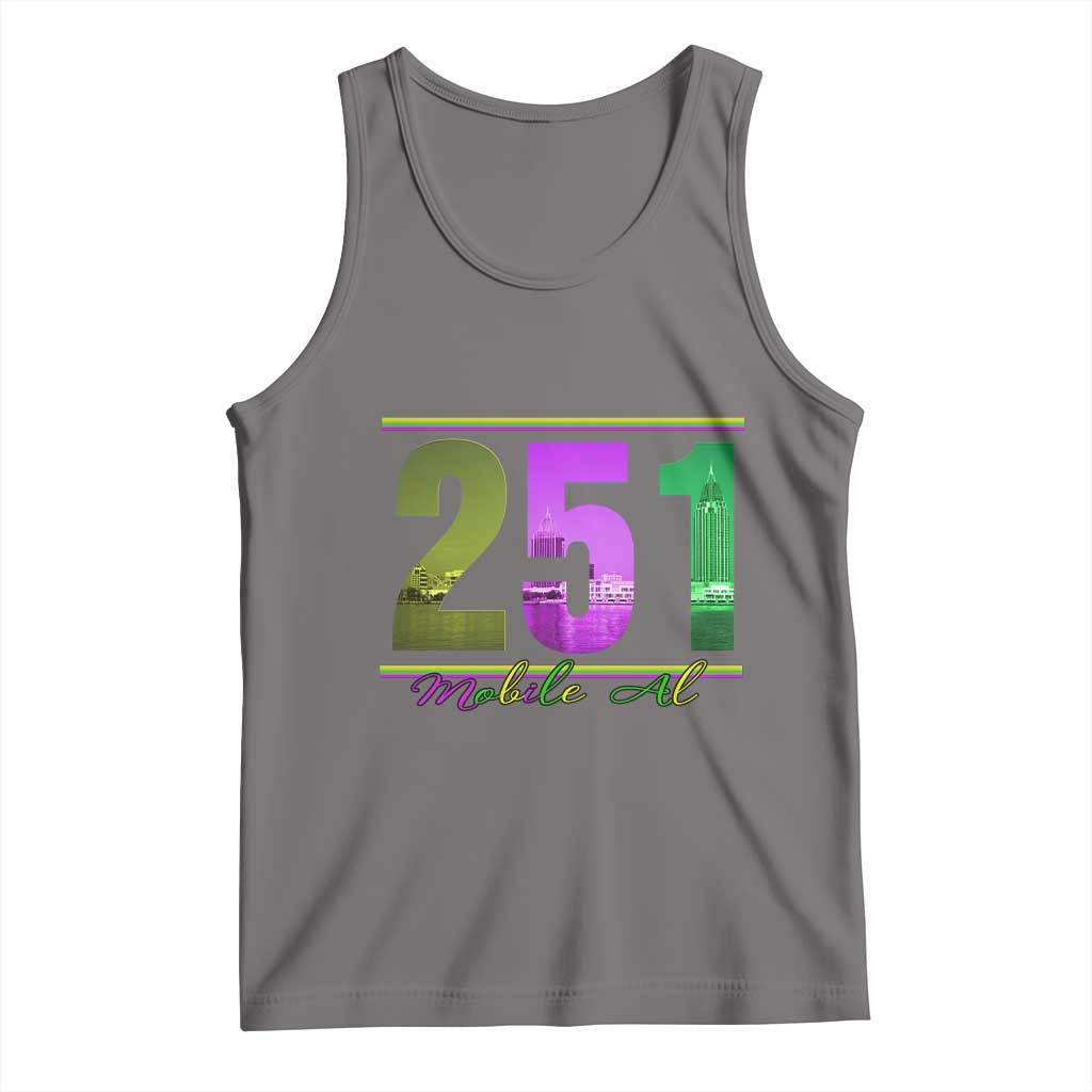 Funny Mardi Gras In Mobile Alabama 251 Tank Top Skyline Area Code TS11 Deep Heather Print Your Wear