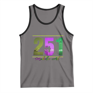 Funny Mardi Gras In Mobile Alabama 251 Tank Top Skyline Area Code TS11 Deep Heather Black Print Your Wear