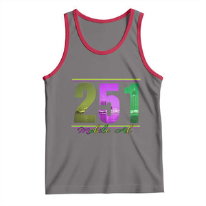 Funny Mardi Gras In Mobile Alabama 251 Tank Top Skyline Area Code TS11 Deep Heather Red Print Your Wear