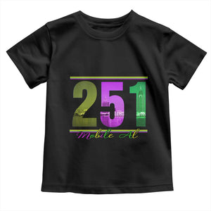Funny Mardi Gras In Mobile Alabama 251 Toddler T Shirt Skyline Area Code TS11 Black Print Your Wear