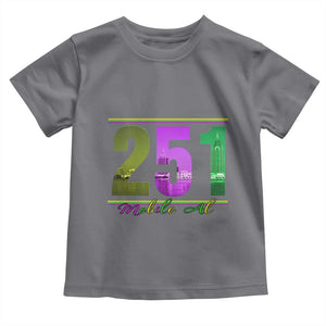 Funny Mardi Gras In Mobile Alabama 251 Toddler T Shirt Skyline Area Code TS11 Charcoal Print Your Wear