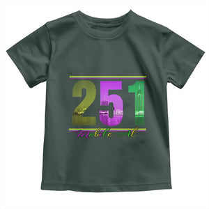 Funny Mardi Gras In Mobile Alabama 251 Toddler T Shirt Skyline Area Code TS11 Dark Forest Green Print Your Wear