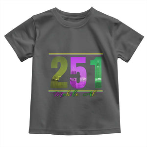 Funny Mardi Gras In Mobile Alabama 251 Toddler T Shirt Skyline Area Code TS11 Dark Heather Print Your Wear