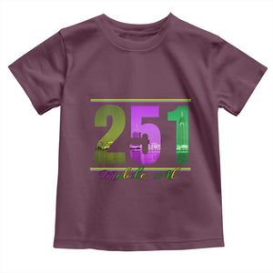 Funny Mardi Gras In Mobile Alabama 251 Toddler T Shirt Skyline Area Code TS11 Maroon Print Your Wear