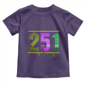 Funny Mardi Gras In Mobile Alabama 251 Toddler T Shirt Skyline Area Code TS11 Purple Print Your Wear