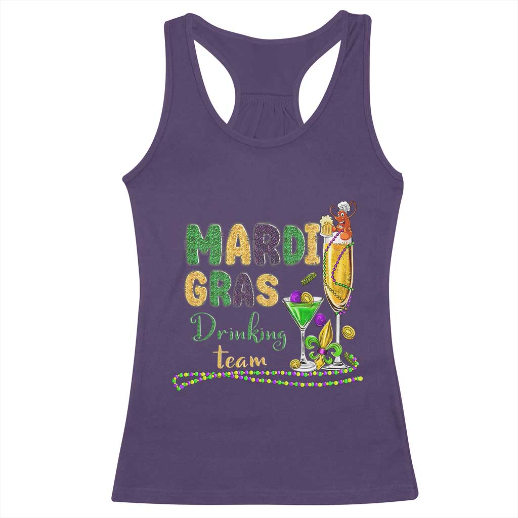 Funny Mardi Gras Drinking Team Racerback Tank Top Cocktails Wine Crawfish Beads Glitter Print TS11 Purple Print Your Wear
