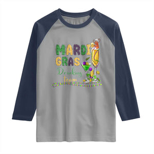 Funny Mardi Gras Drinking Team Raglan Shirt Cocktails Wine Crawfish Beads Glitter Print TS11 Sport Gray Navy Print Your Wear