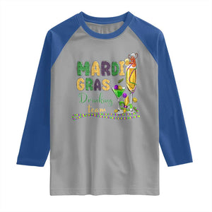 Funny Mardi Gras Drinking Team Raglan Shirt Cocktails Wine Crawfish Beads Glitter Print TS11 Sport Gray Royal Print Your Wear