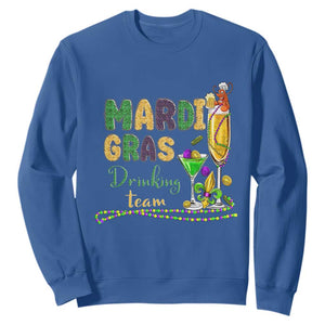 Funny Mardi Gras Drinking Team Sweatshirt Cocktails Wine Crawfish Beads Glitter Print TS11 Royal Blue Print Your Wear