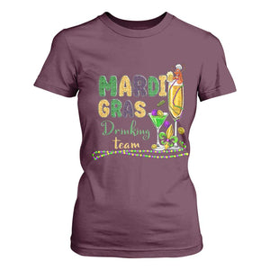 Funny Mardi Gras Drinking Team T Shirt For Women Cocktails Wine Crawfish Beads Glitter Print TS11 Maroon Print Your Wear