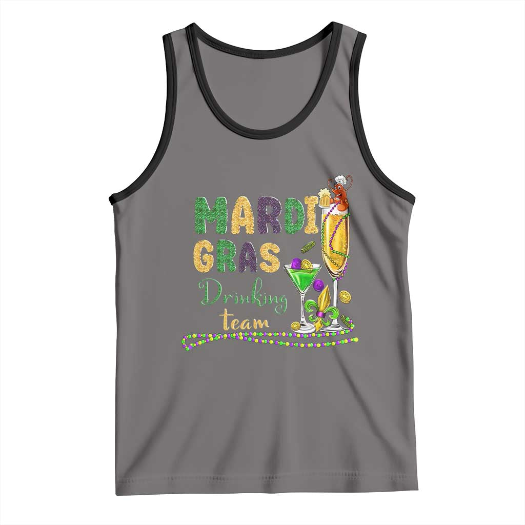 Funny Mardi Gras Drinking Team Tank Top Cocktails Wine Crawfish Beads Glitter Print TS11 Deep Heather Black Print Your Wear