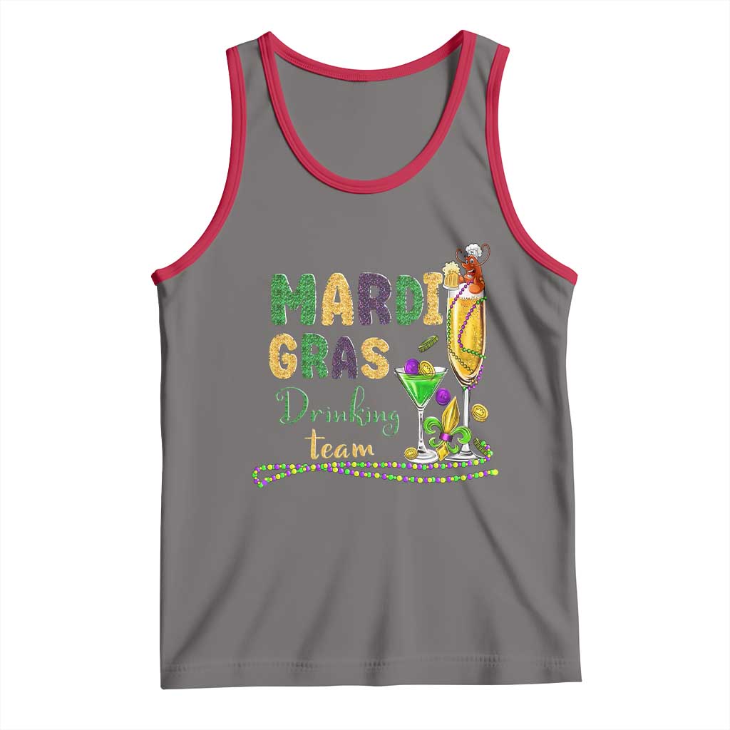 Funny Mardi Gras Drinking Team Tank Top Cocktails Wine Crawfish Beads Glitter Print TS11 Deep Heather Red Print Your Wear