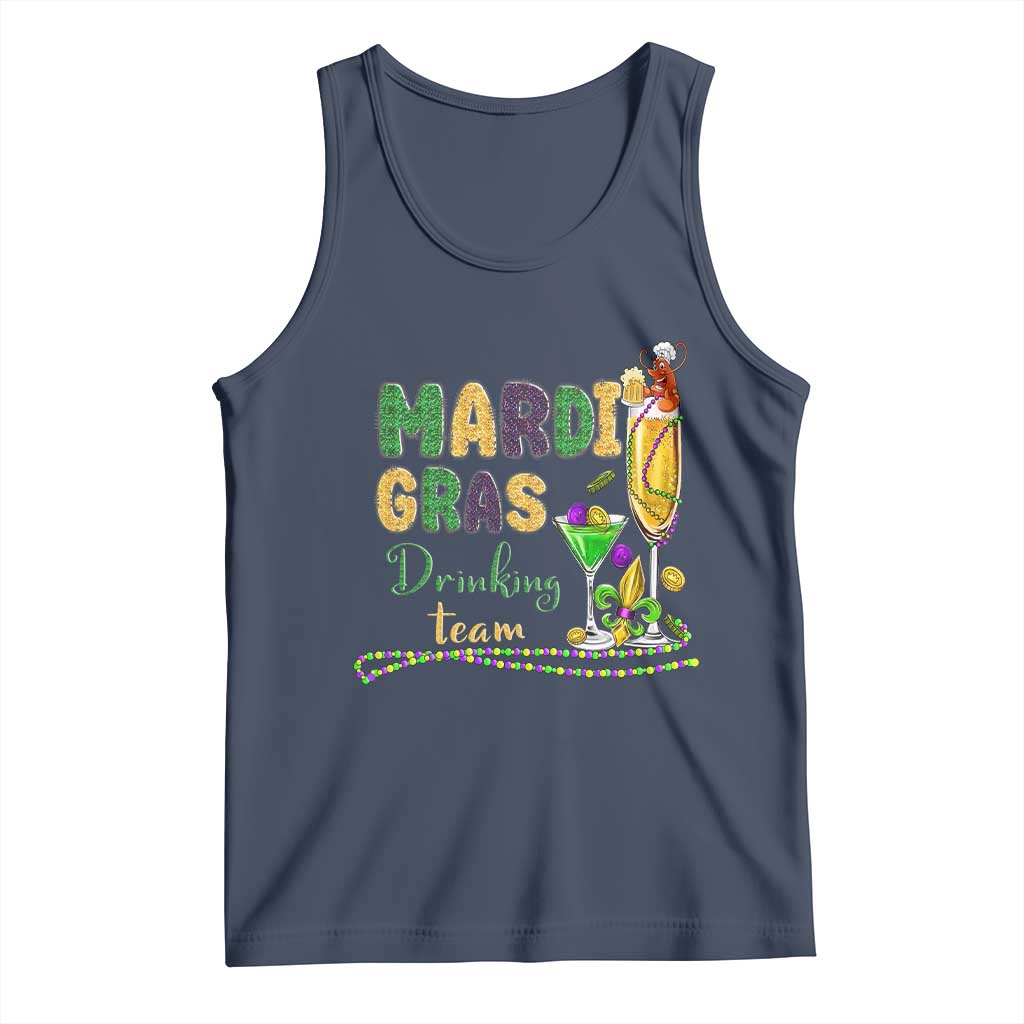 Funny Mardi Gras Drinking Team Tank Top Cocktails Wine Crawfish Beads Glitter Print TS11 Navy Print Your Wear