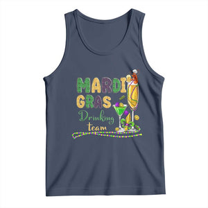 Funny Mardi Gras Drinking Team Tank Top Cocktails Wine Crawfish Beads Glitter Print TS11 Navy Print Your Wear