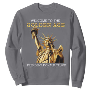 Funny Trump 2025 Welcome To The Golden Age Sweatshirt Golden Statue Of Liberty TS11 Charcoal Print Your Wear