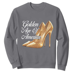 Trump Girl 2025 Golden Age Of American Sweatshirt Gold High Heels TS11 Charcoal Print Your Wear