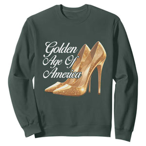 Trump Girl 2025 Golden Age Of American Sweatshirt Gold High Heels TS11 Dark Forest Green Print Your Wear