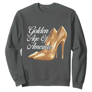 Trump Girl 2025 Golden Age Of American Sweatshirt Gold High Heels TS11 Dark Heather Print Your Wear