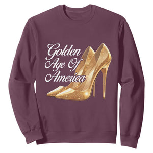 Trump Girl 2025 Golden Age Of American Sweatshirt Gold High Heels TS11 Maroon Print Your Wear