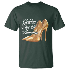 Trump Girl 2025 Golden Age Of American T Shirt Gold High Heels TS11 Dark Forest Green Print Your Wear