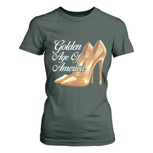 Trump Girl 2025 Golden Age Of American T Shirt For Women Gold High Heels TS11 Dark Forest Green Print Your Wear