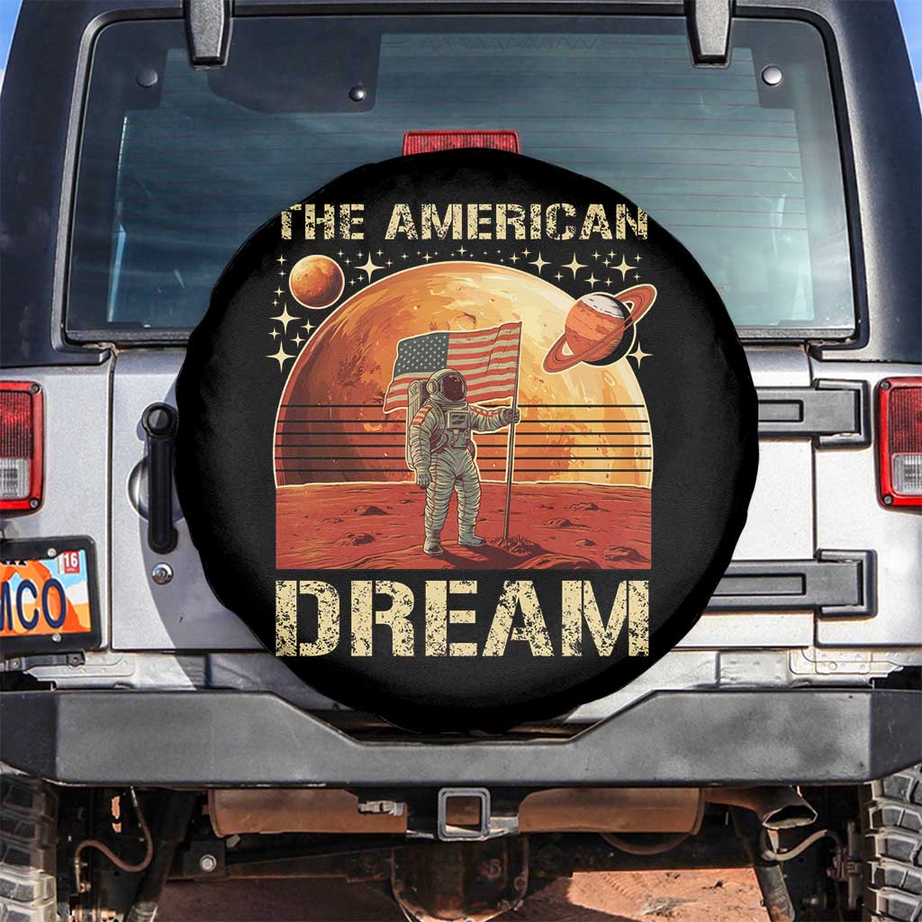 Funny Trump Mars 2025 Spare Tire Cover The American Dream American Flag Astronauts Space TS11 No hole Black Print Your Wear