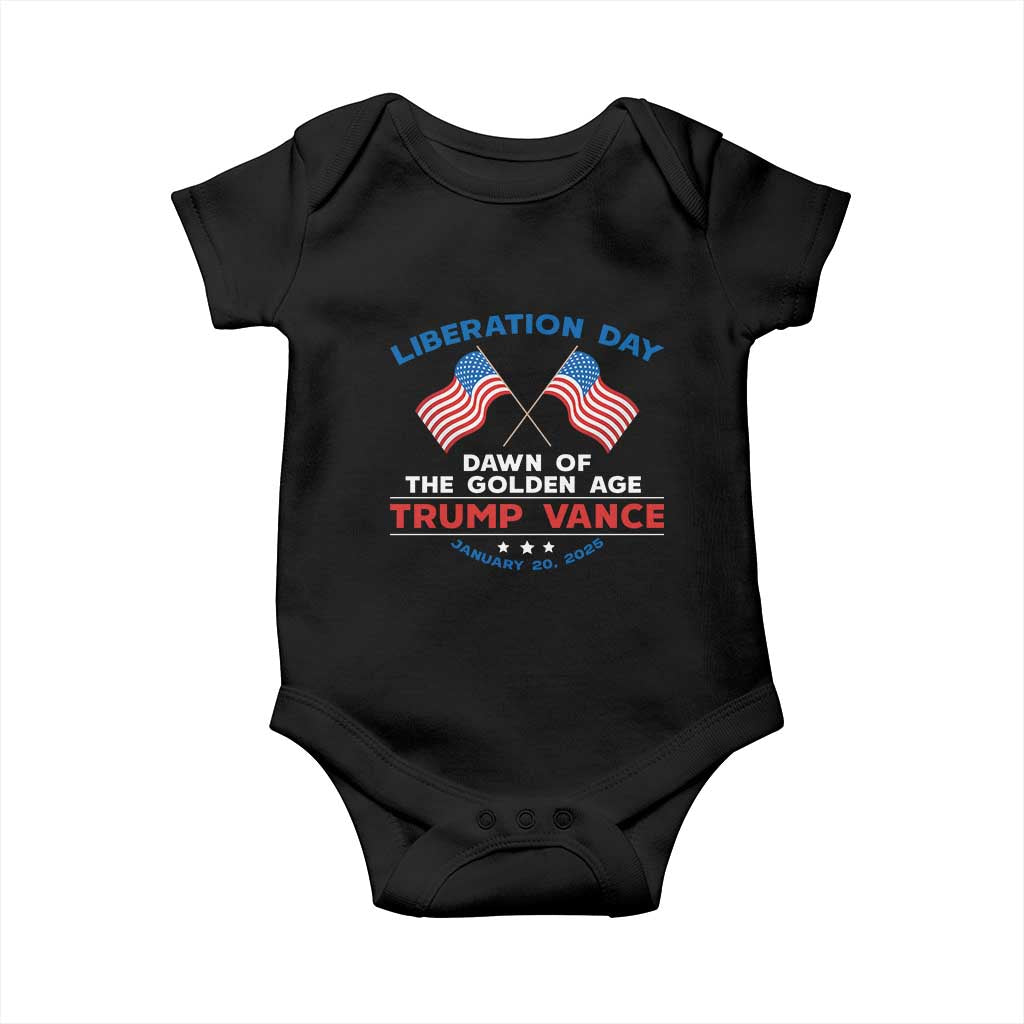 Trump Vance Liberation Day 2025 Baby Onesie Dawn Of The Golden Age American Flag TS11 Black Print Your Wear