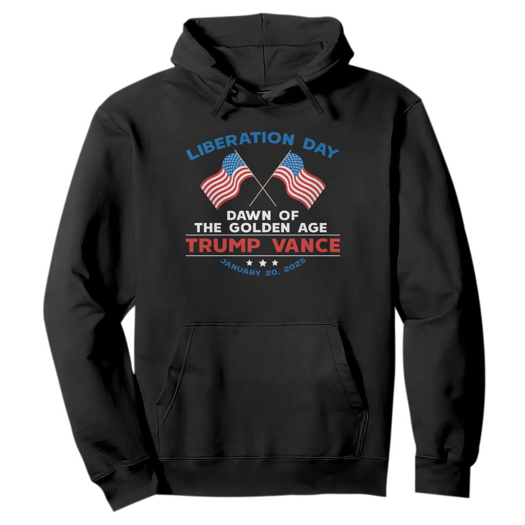 Trump Vance Liberation Day 2025 Hoodie Dawn Of The Golden Age American Flag TS11 Black Print Your Wear