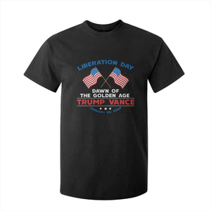 Trump Vance Liberation Day 2025 T Shirt For Kid Dawn Of The Golden Age American Flag TS11 Black Print Your Wear