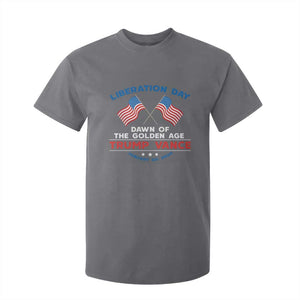 Trump Vance Liberation Day 2025 T Shirt For Kid Dawn Of The Golden Age American Flag TS11 Charcoal Print Your Wear