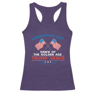 Trump Vance Liberation Day 2025 Racerback Tank Top Dawn Of The Golden Age American Flag TS11 Purple Print Your Wear