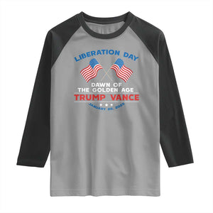 Trump Vance Liberation Day 2025 Raglan Shirt Dawn Of The Golden Age American Flag TS11 Sport Gray Black Print Your Wear